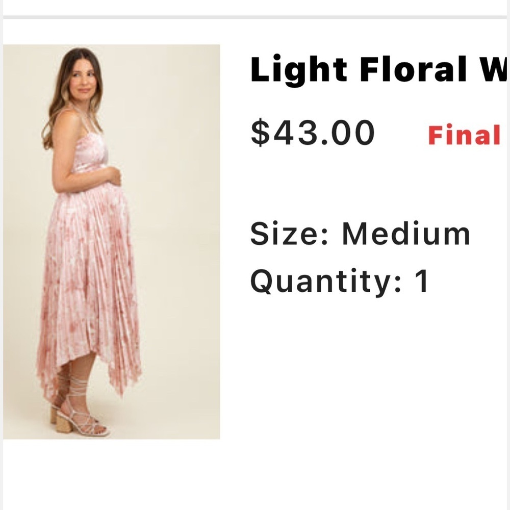 Nwt Pink blush Floral Women's pleated dress
